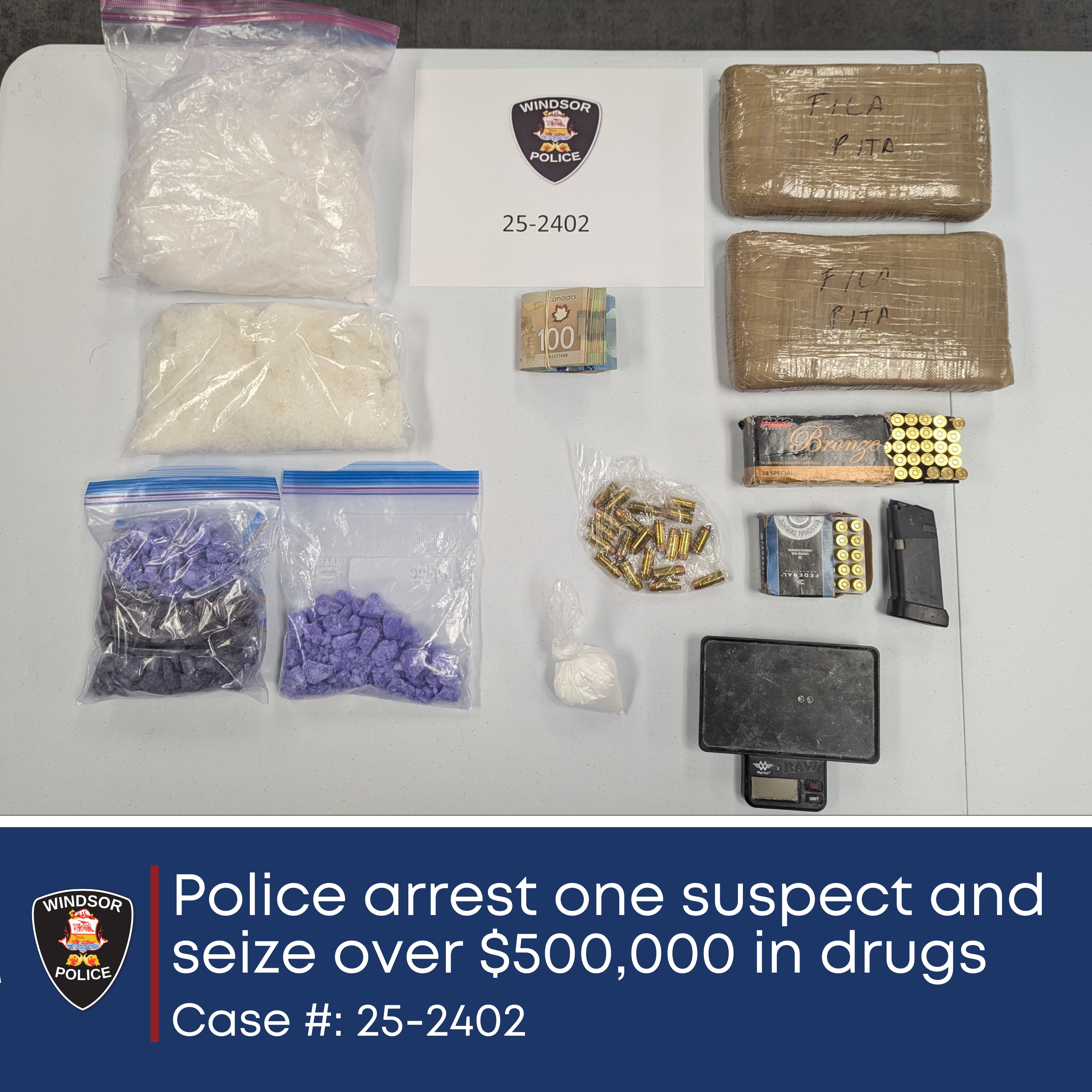 Picture of seized substances and items.